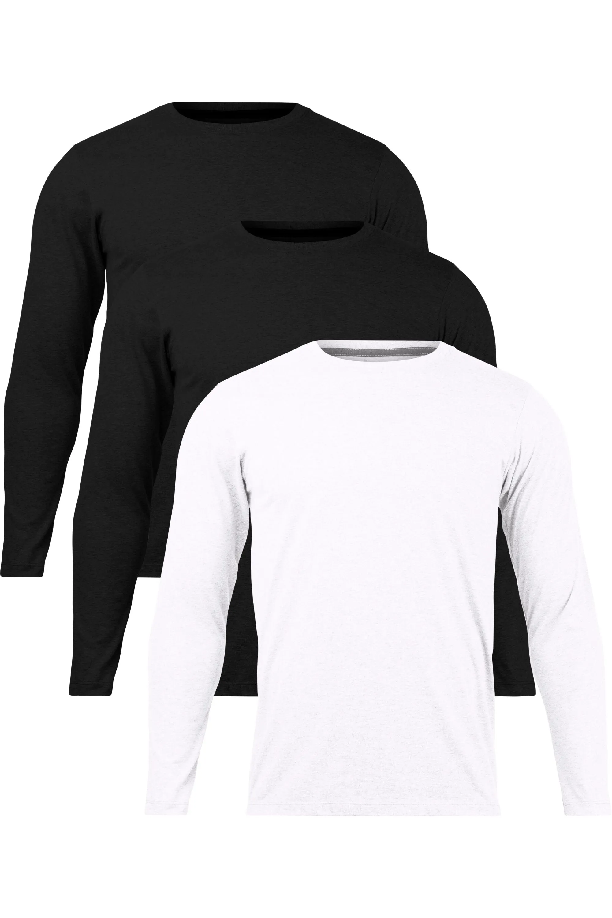 3-Pack Gender-Neutral Long Sleeve Black-Black-White  T-Shirts | Organic Cotton, Soft & Durable Essentials