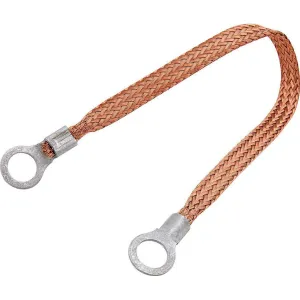 Allstar Performance Flat Braided Copper Ground Strap - 12 Gauge - 9" Long - 5/16" Wide - 3/8" Ring Terminals