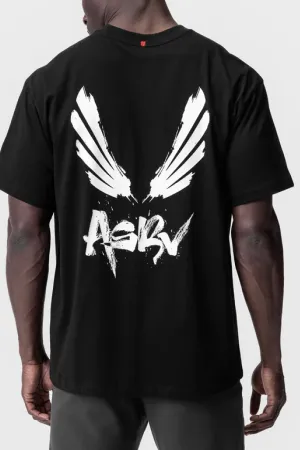 ASRV Tech Essential™ Relaxed Tee - Black "Brush Wings/Asrv