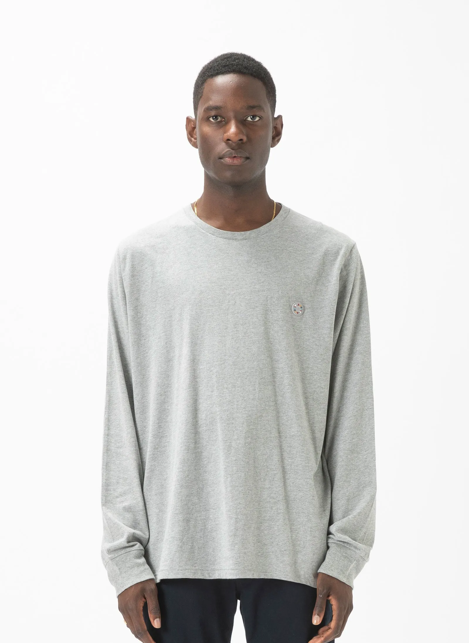 Badge LS Tee Grey Melange