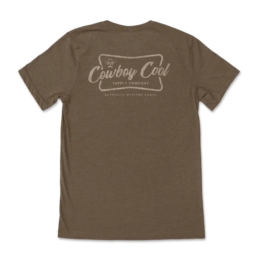 Cowboy Cool "Vintage Beer" Graphic Logo Tee in Heather Brown