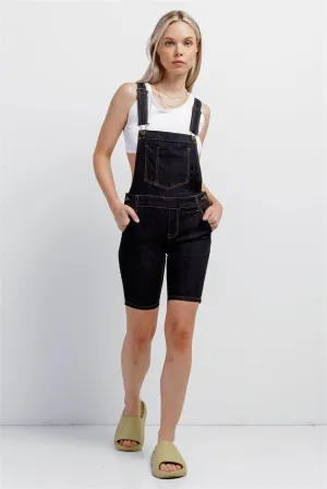 Dark Denim Cotton Five Pocket Cropped Bermuda Overall /3-2-1