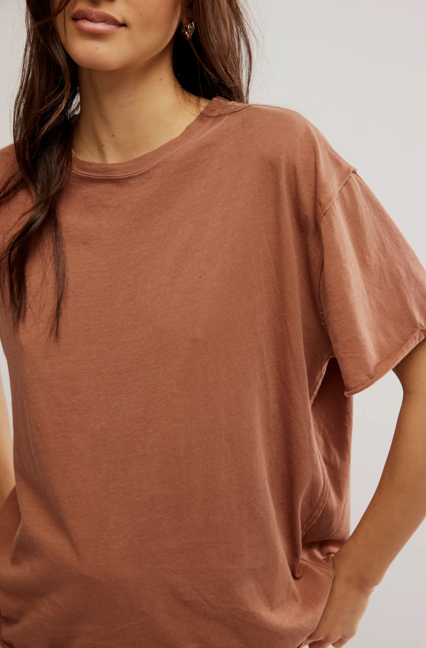 Free People Nina Basic Tee in Tortiose Shell