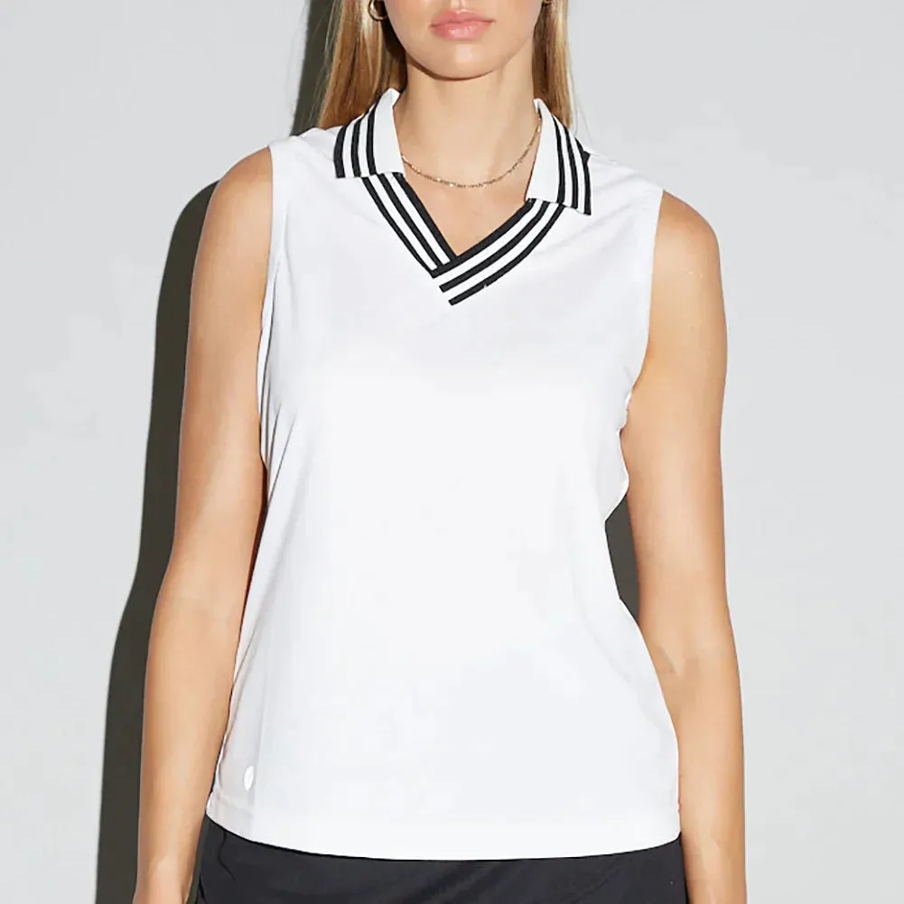 GGblue Womens Jasmine Sleeveless Golf Polo - WHITE BLACK