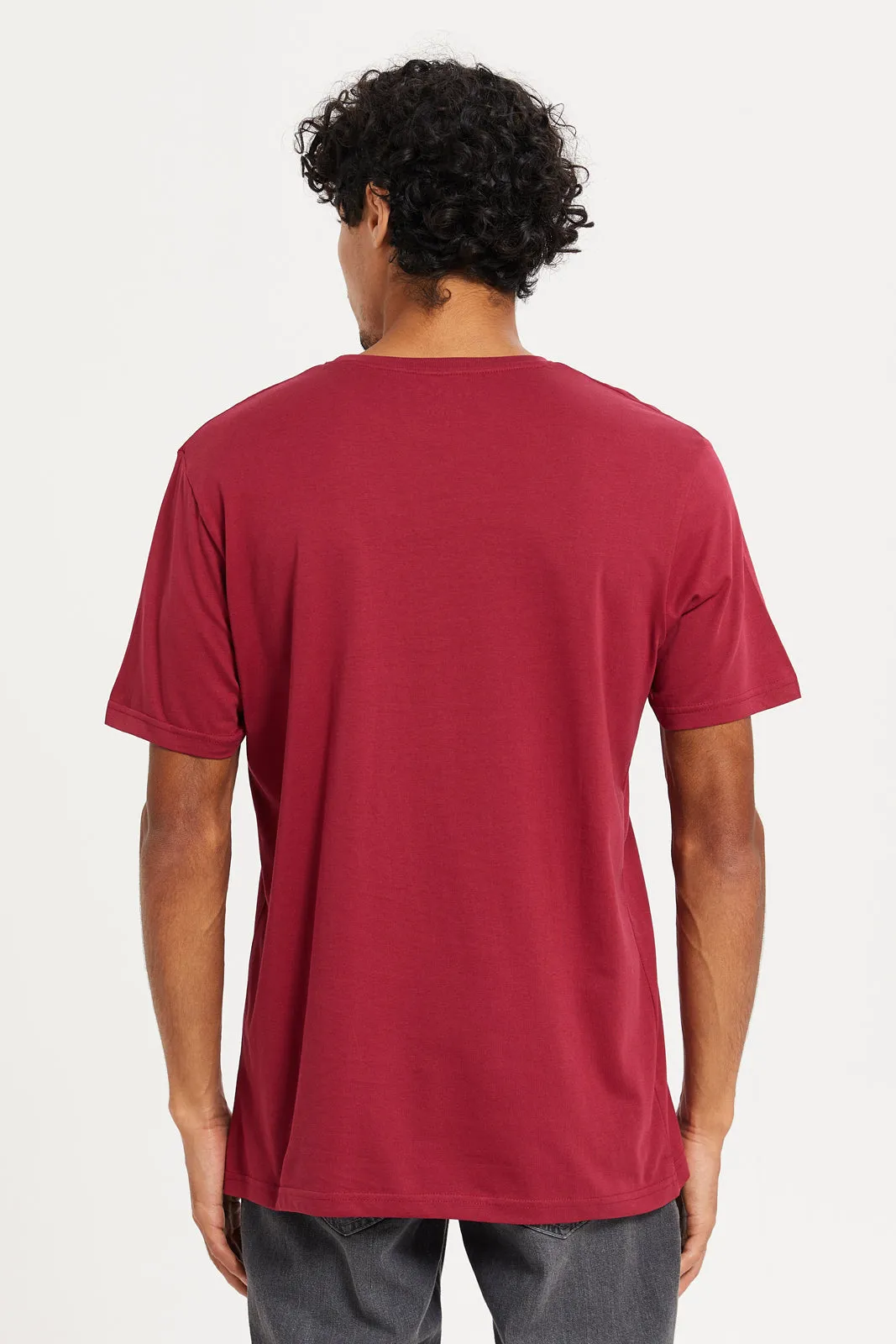 Girls Burgundy Basic T-Shirt