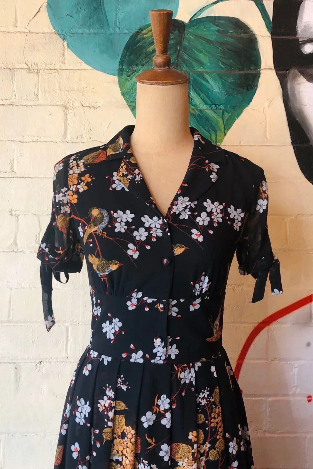 Kassandra Black Floral & Bird Dress