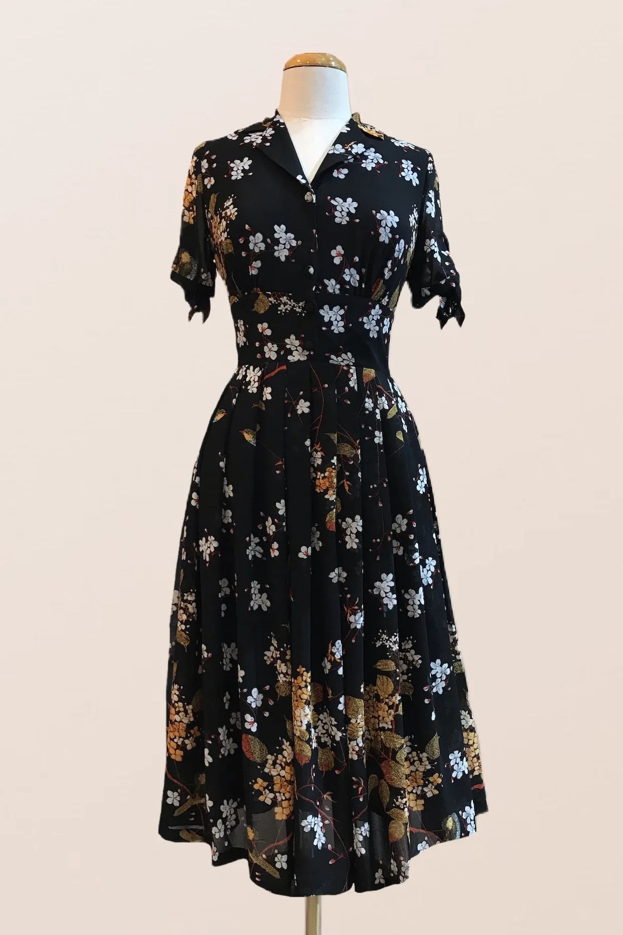 Kassandra Black Floral & Bird Dress