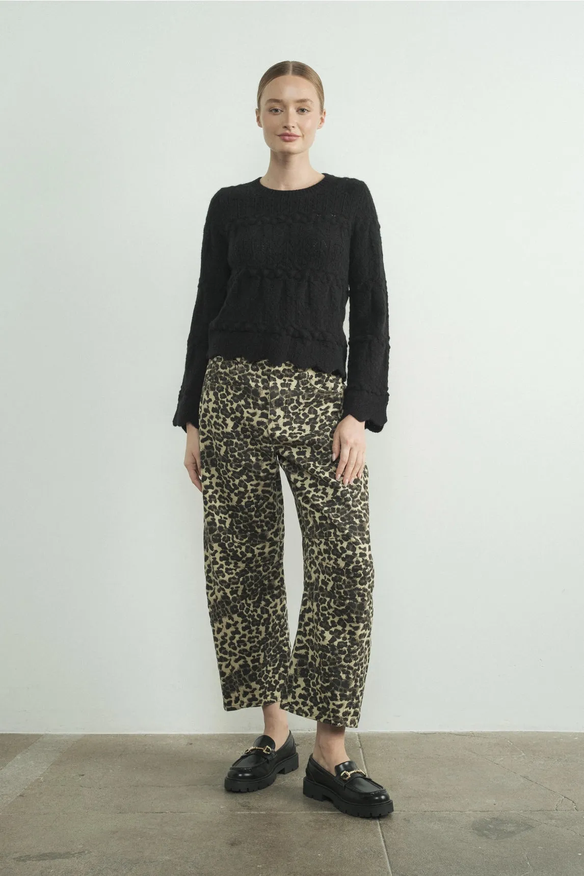 Leopard Print Denim Pants