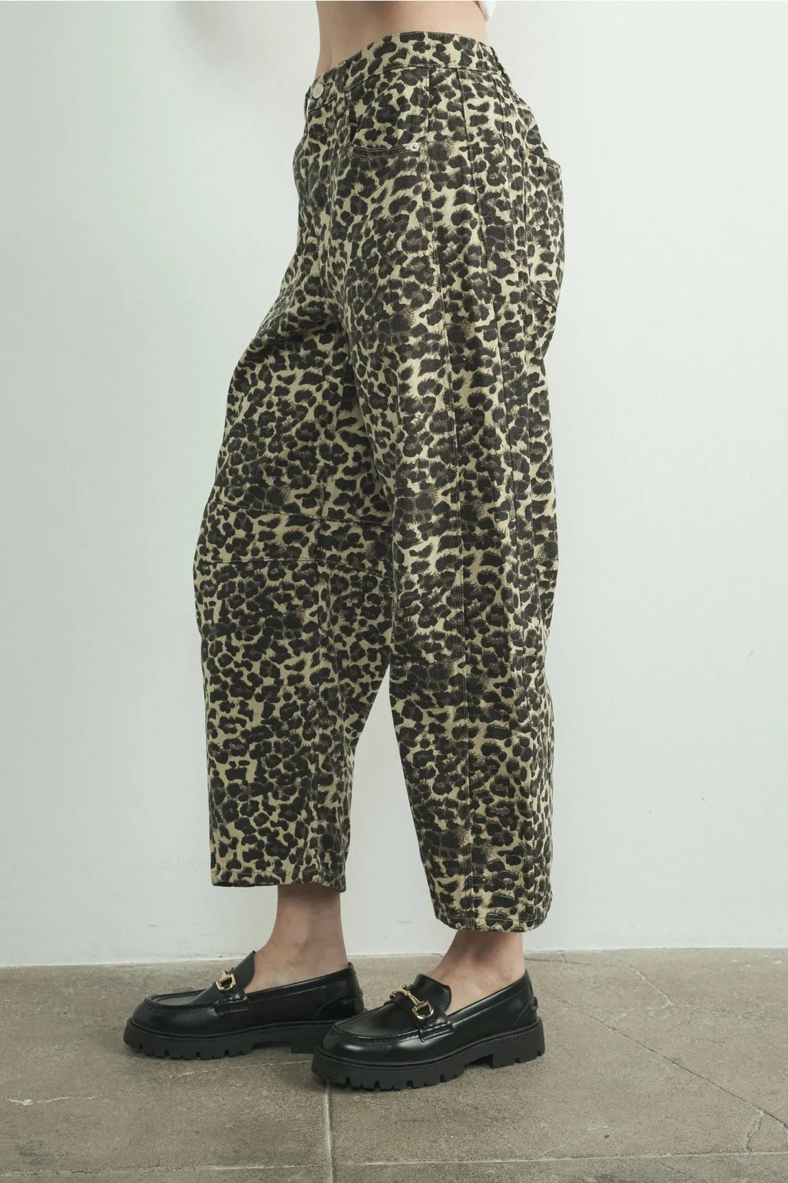 Leopard Print Denim Pants