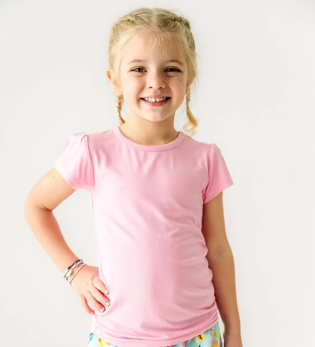 Little Girls Cap Sleeve Tee - PINK LEMONADE