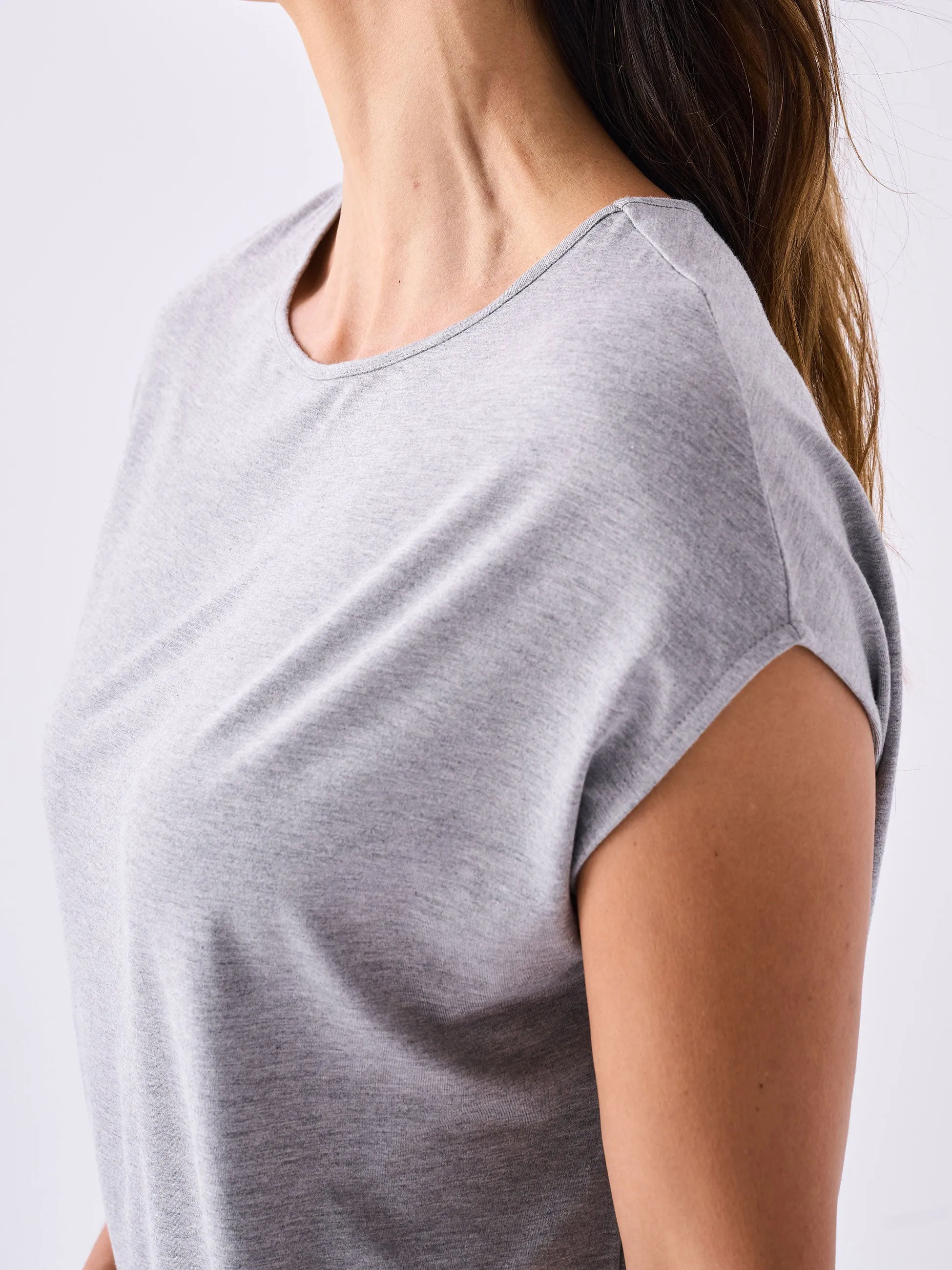 Modal Luxe Layer Tee - Melange Grey