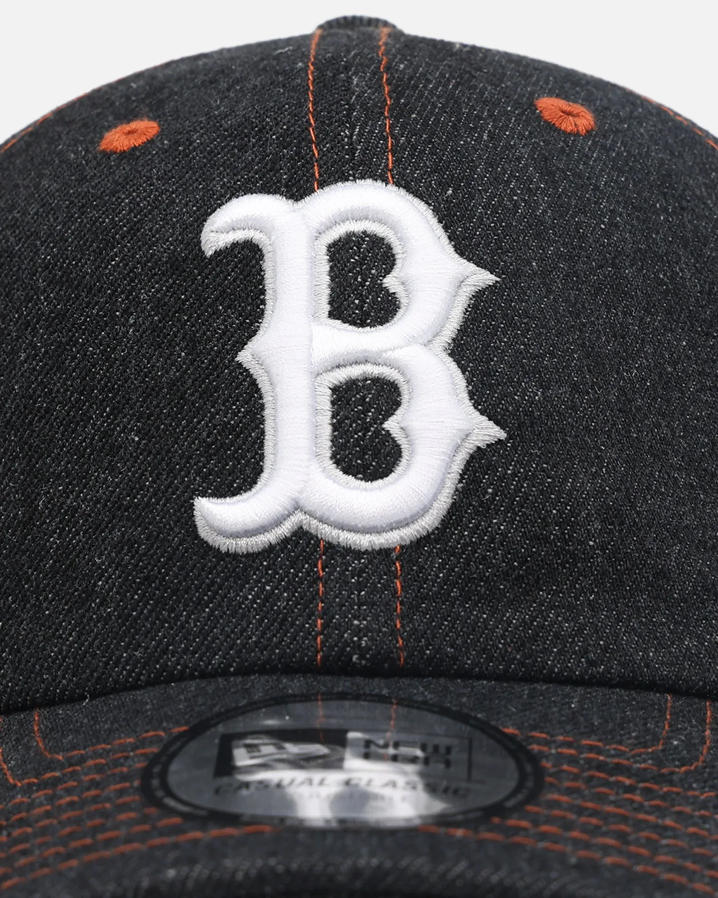 New Era Boston Red Sox "Black Denim" Classic Casual Strapback Black Denim/Rust Contrast