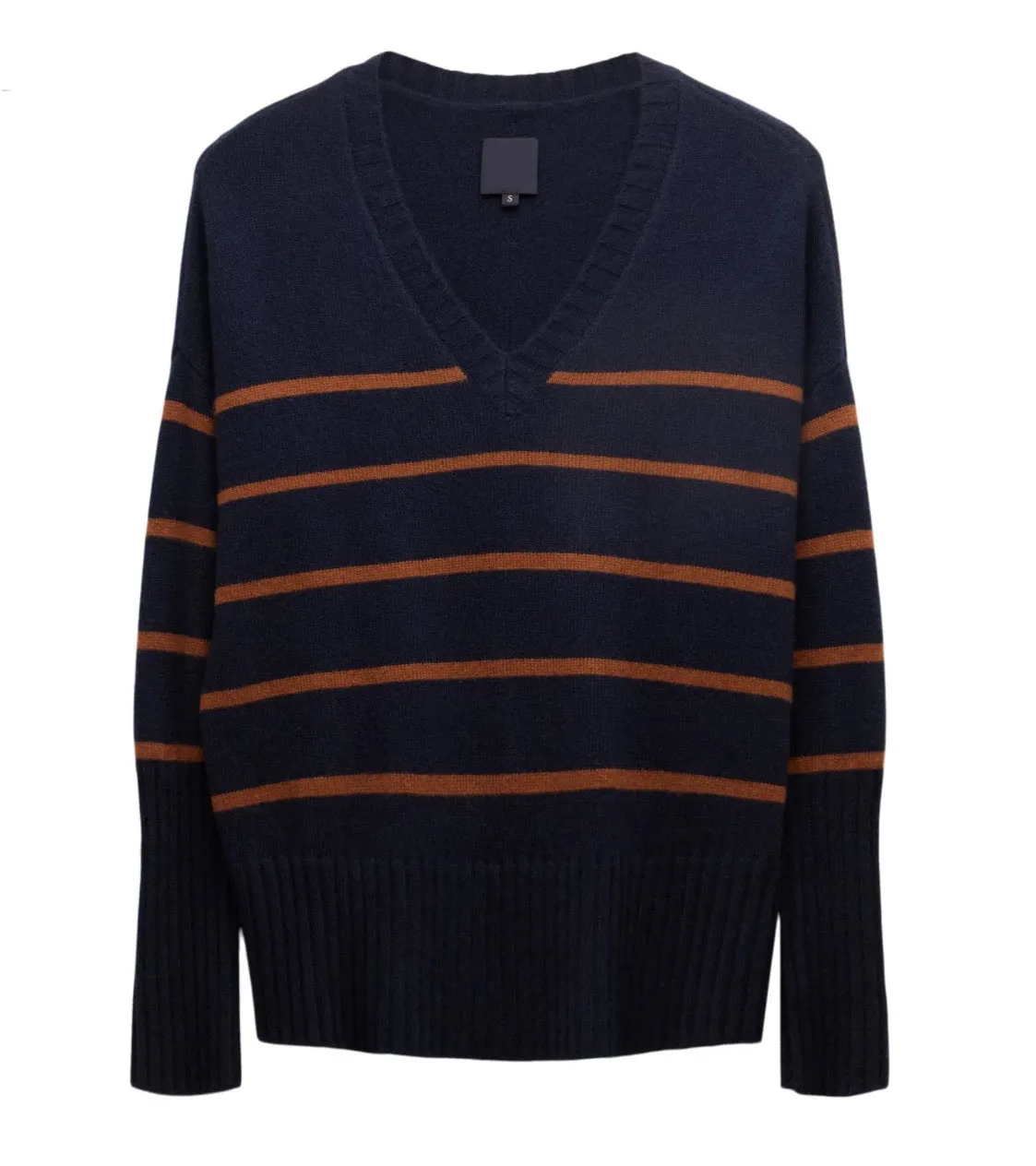 No0067 Navy Stripe Cashmere Sweater