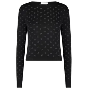 Polkadot Black Vintage Hearts PARKER CROP SLOUCHY Crew LS