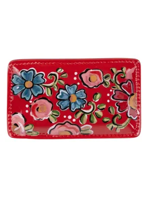 Red Floral Trinket Tray by Glory Haus