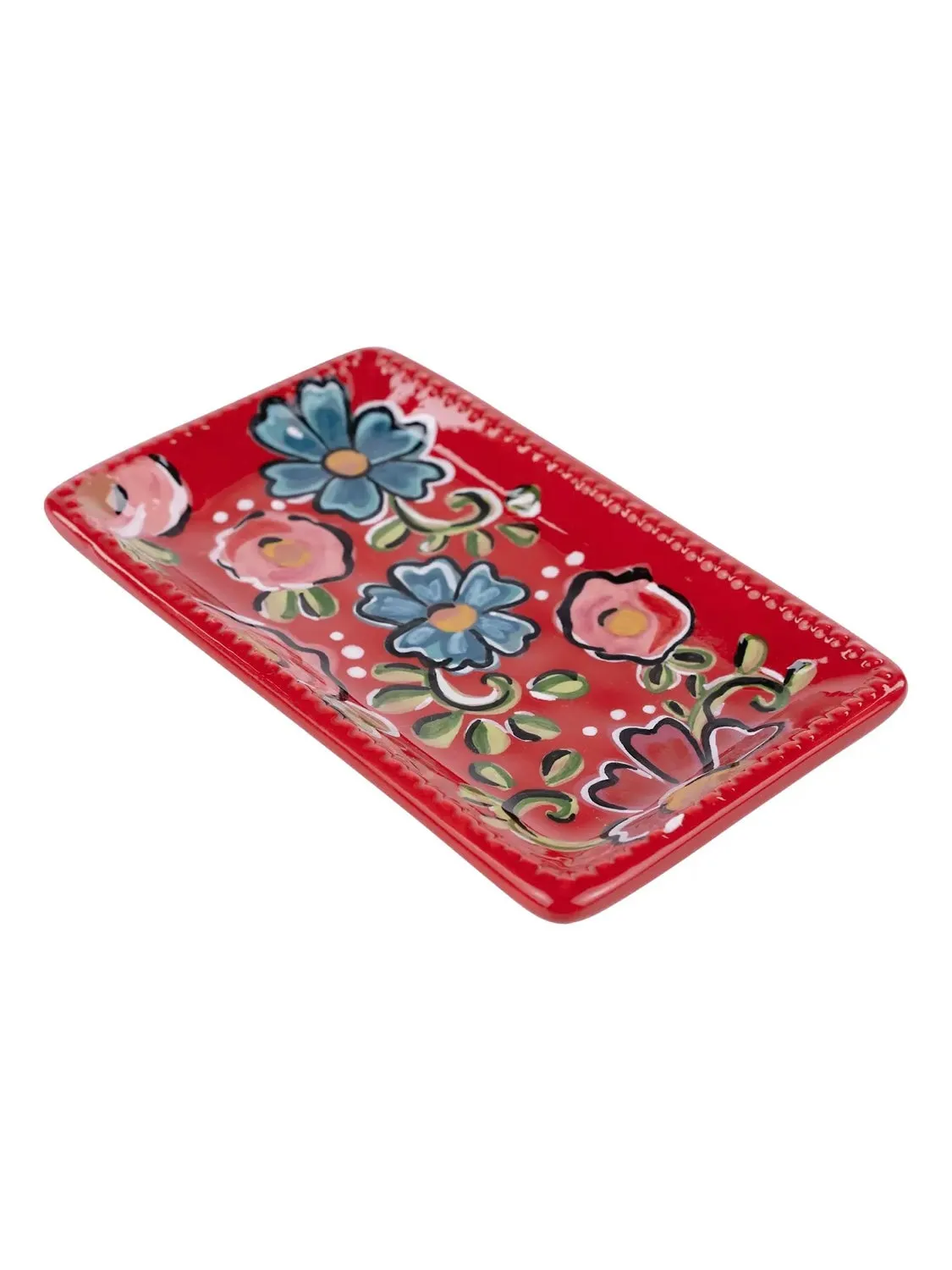 Red Floral Trinket Tray by Glory Haus