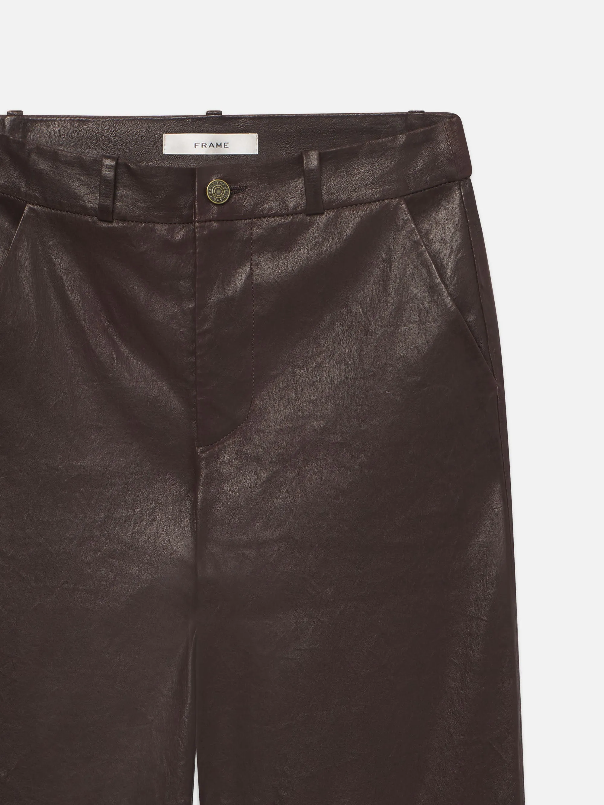 Relaxed Leather Trouser -- Chocolate Brown