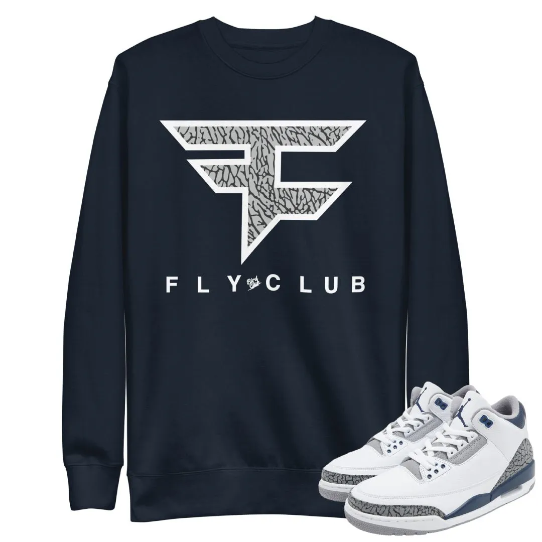 Retro 3 Midnight Navy Fly Club Sweatshirt