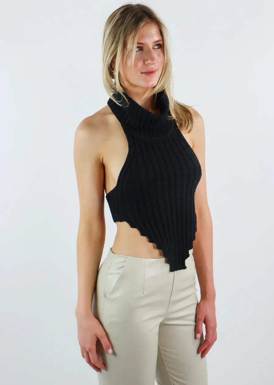 Rock N Rags - "First Impression" Tank - Black - Turtle Neck Pointed Hem