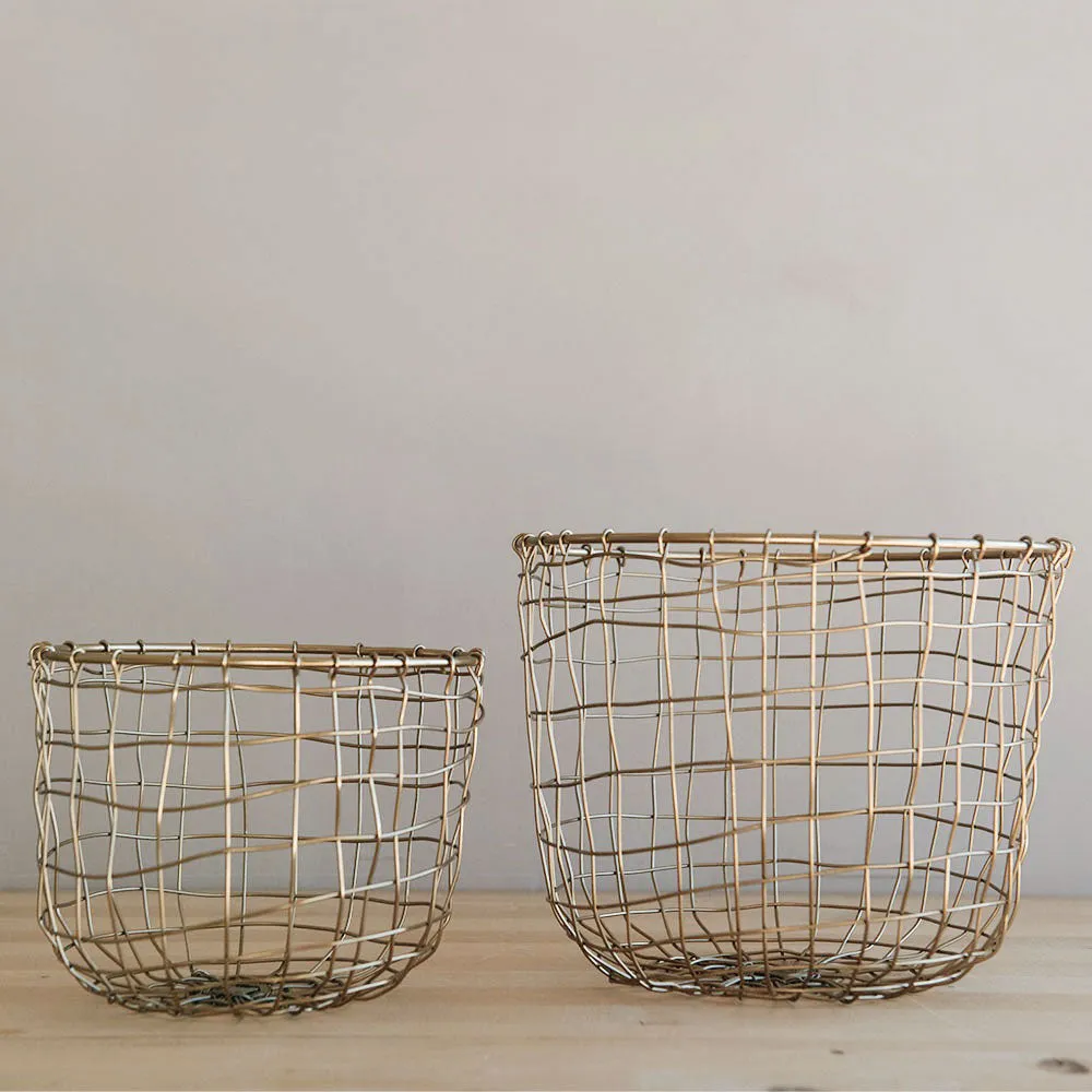 Round Brass Wire Storage Basket