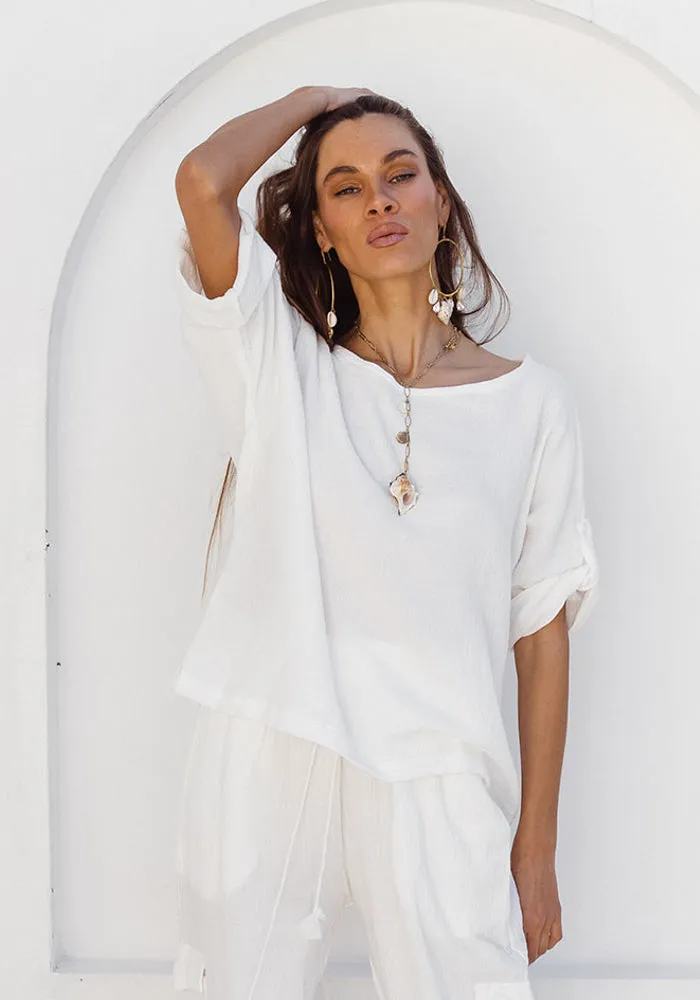 Slouchy Oversized Top - White