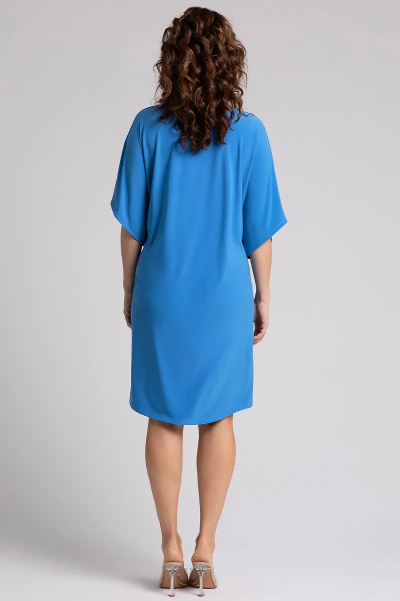 Slouchy V-Neck Dress with Tie | Marine