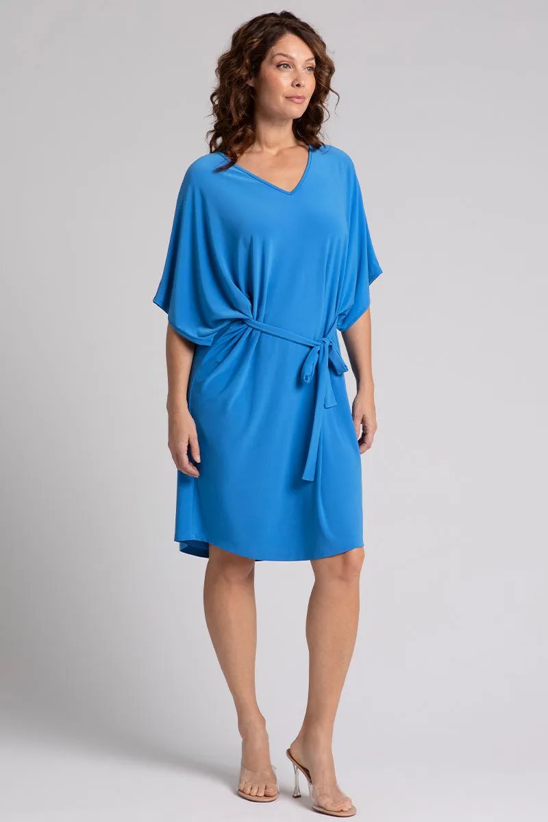 Slouchy V-Neck Dress with Tie | Marine