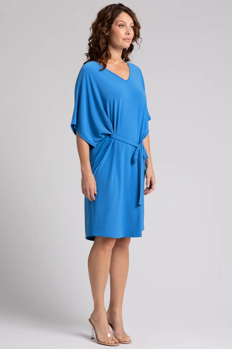 Slouchy V-Neck Dress with Tie | Marine