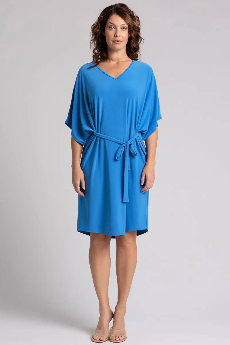 Slouchy V-Neck Dress with Tie | Marine