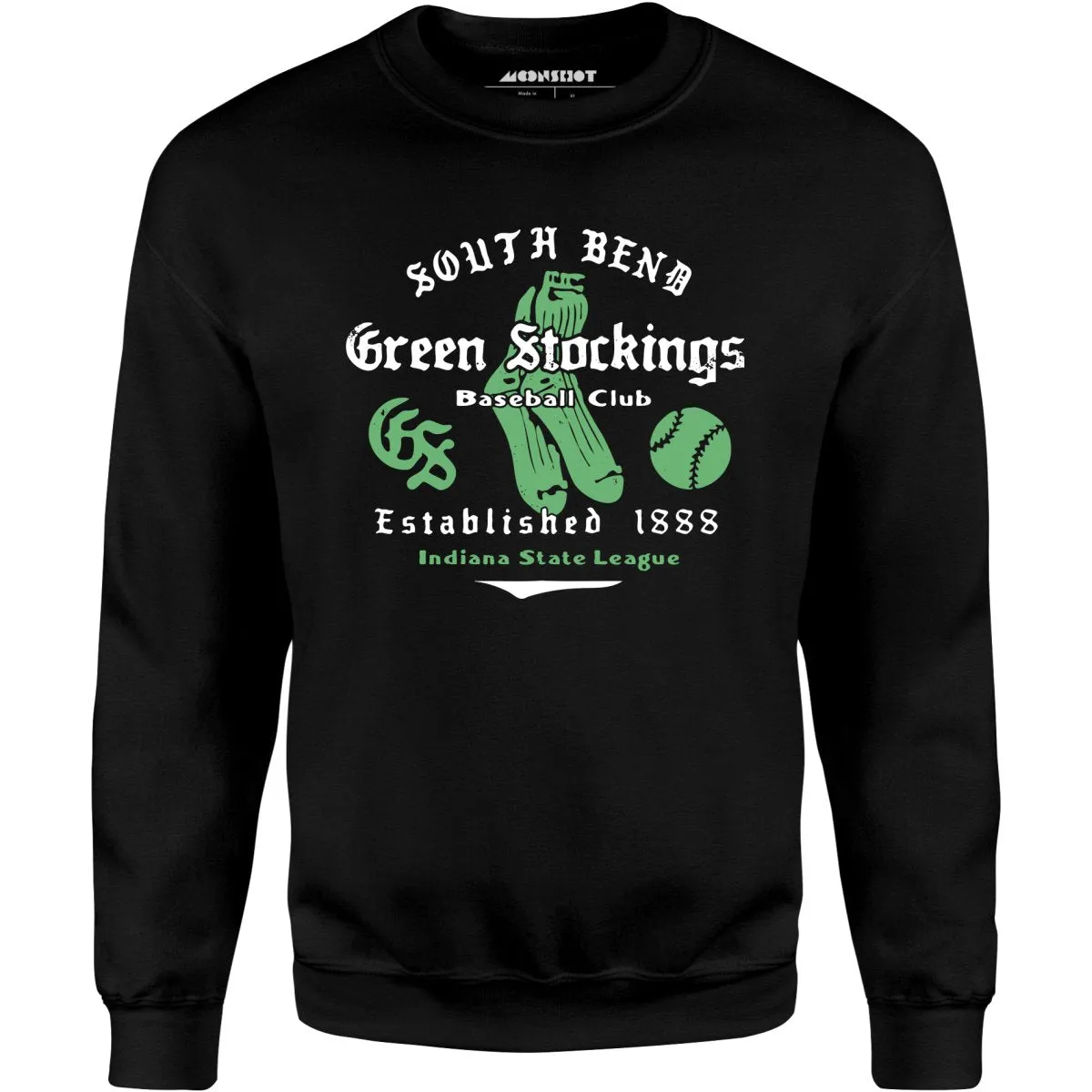 South Bend Green Stockings - Indiana - Vintage Defunct Baseball Teams - Unisex Sweatshirt