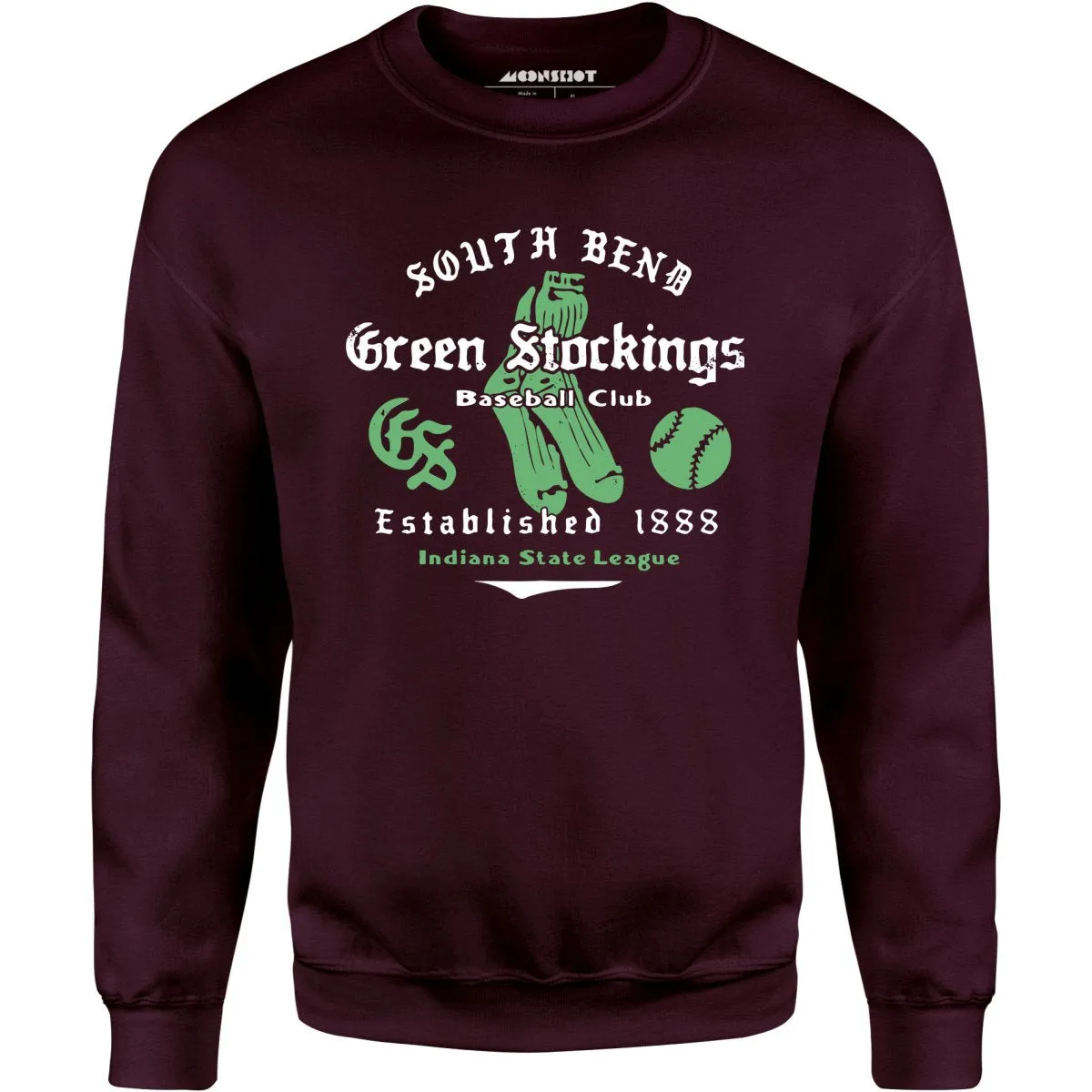 South Bend Green Stockings - Indiana - Vintage Defunct Baseball Teams - Unisex Sweatshirt