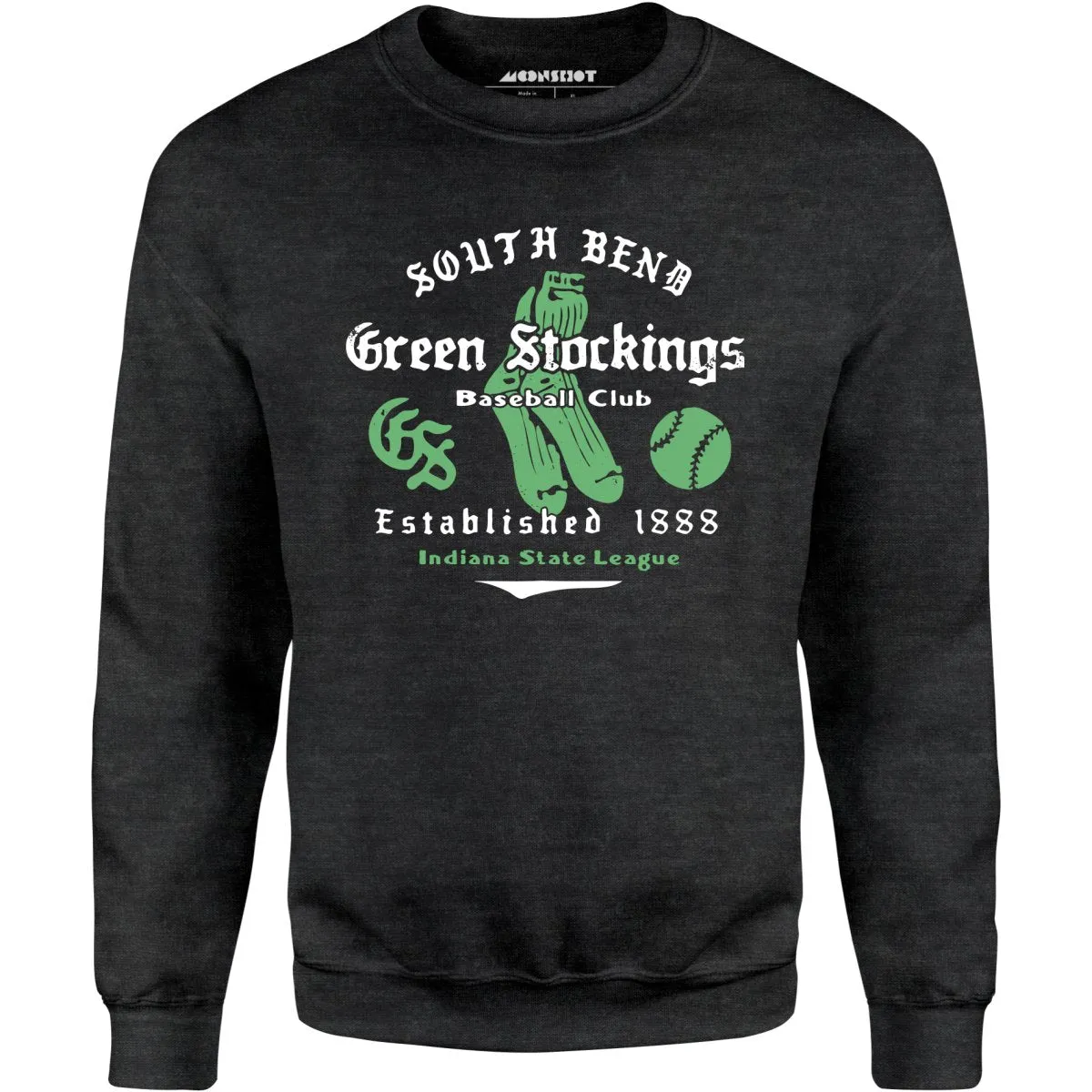 South Bend Green Stockings - Indiana - Vintage Defunct Baseball Teams - Unisex Sweatshirt