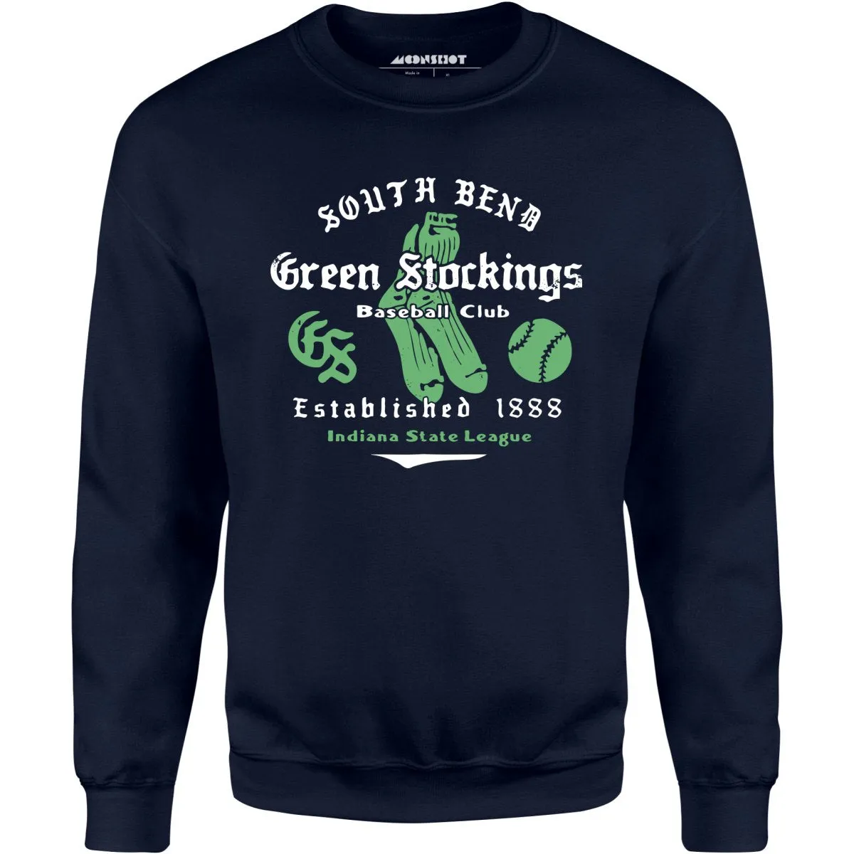 South Bend Green Stockings - Indiana - Vintage Defunct Baseball Teams - Unisex Sweatshirt