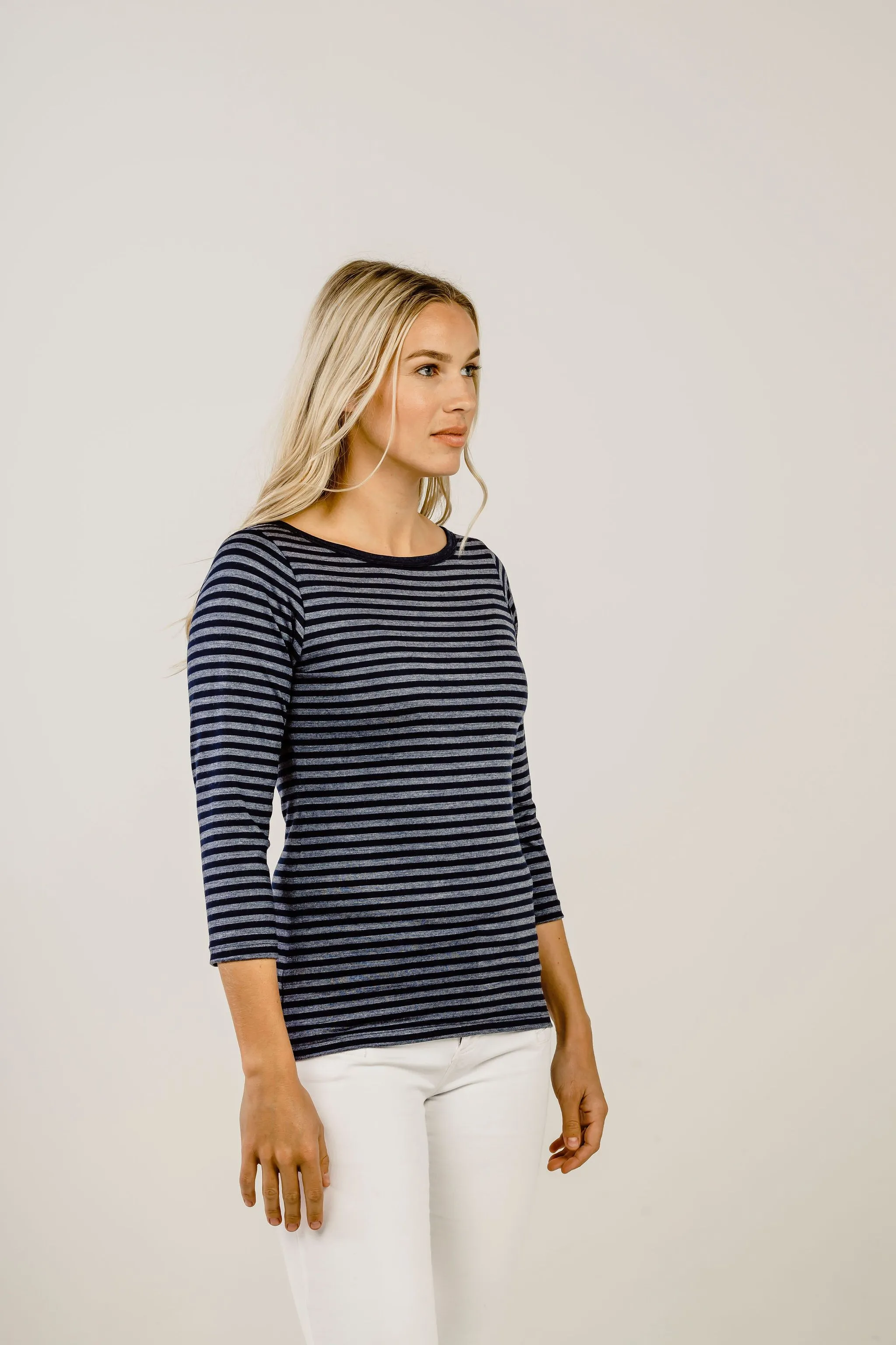 Striped Merino Boat Neck Shirt