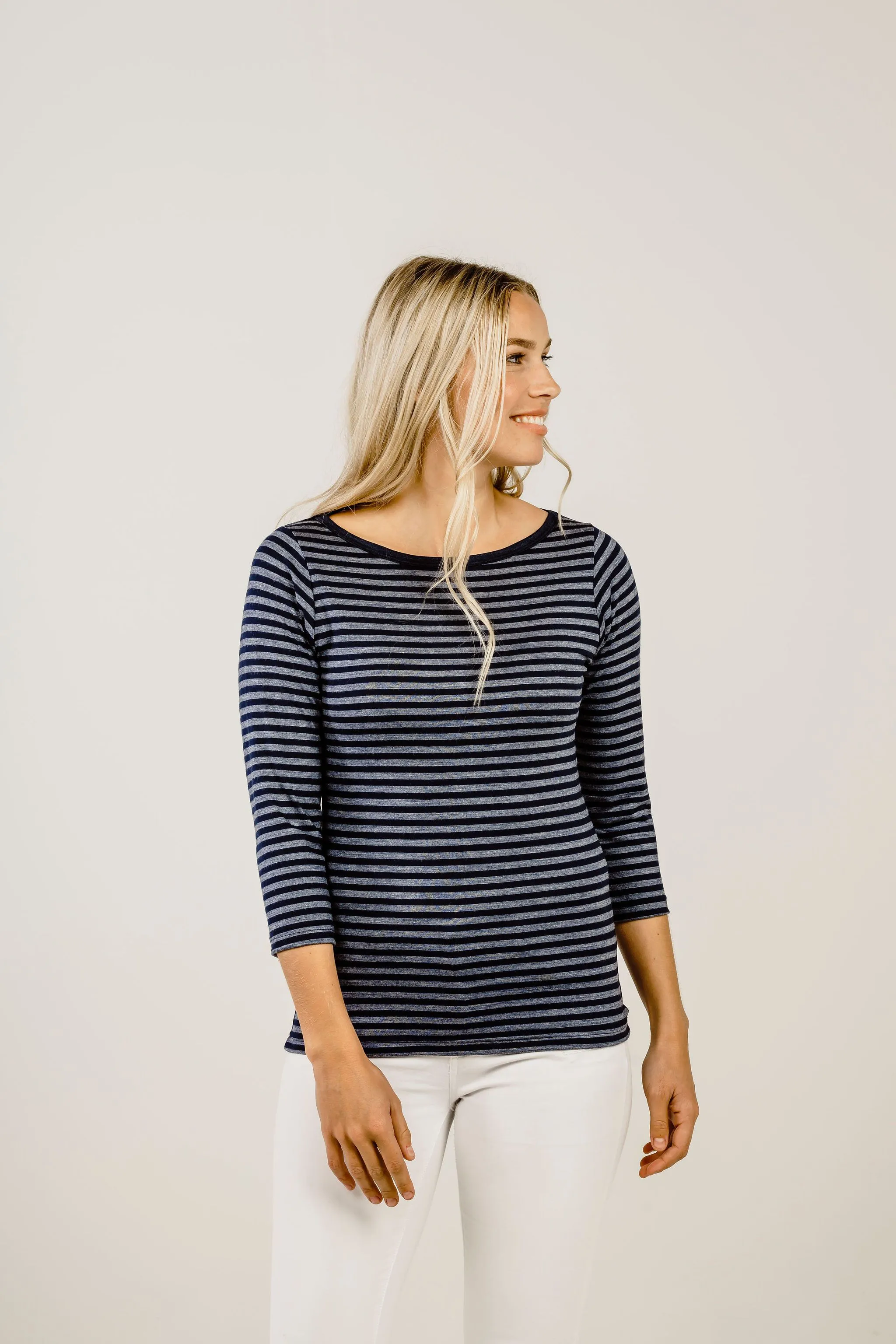 Striped Merino Boat Neck Shirt