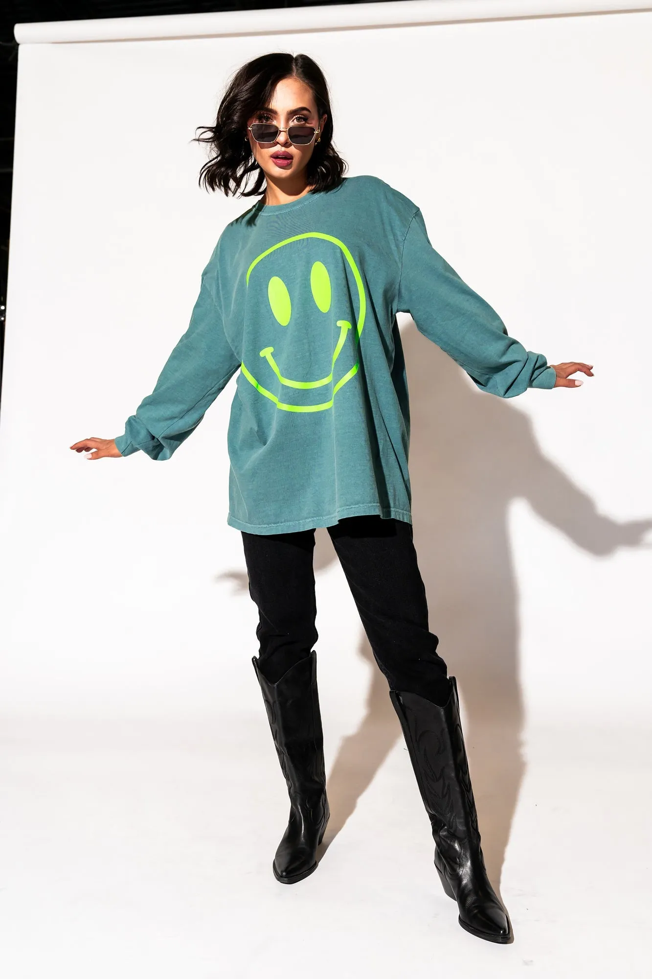 The World Needs Your Magic Oversized Long Sleeve Tee in Sage   Neon