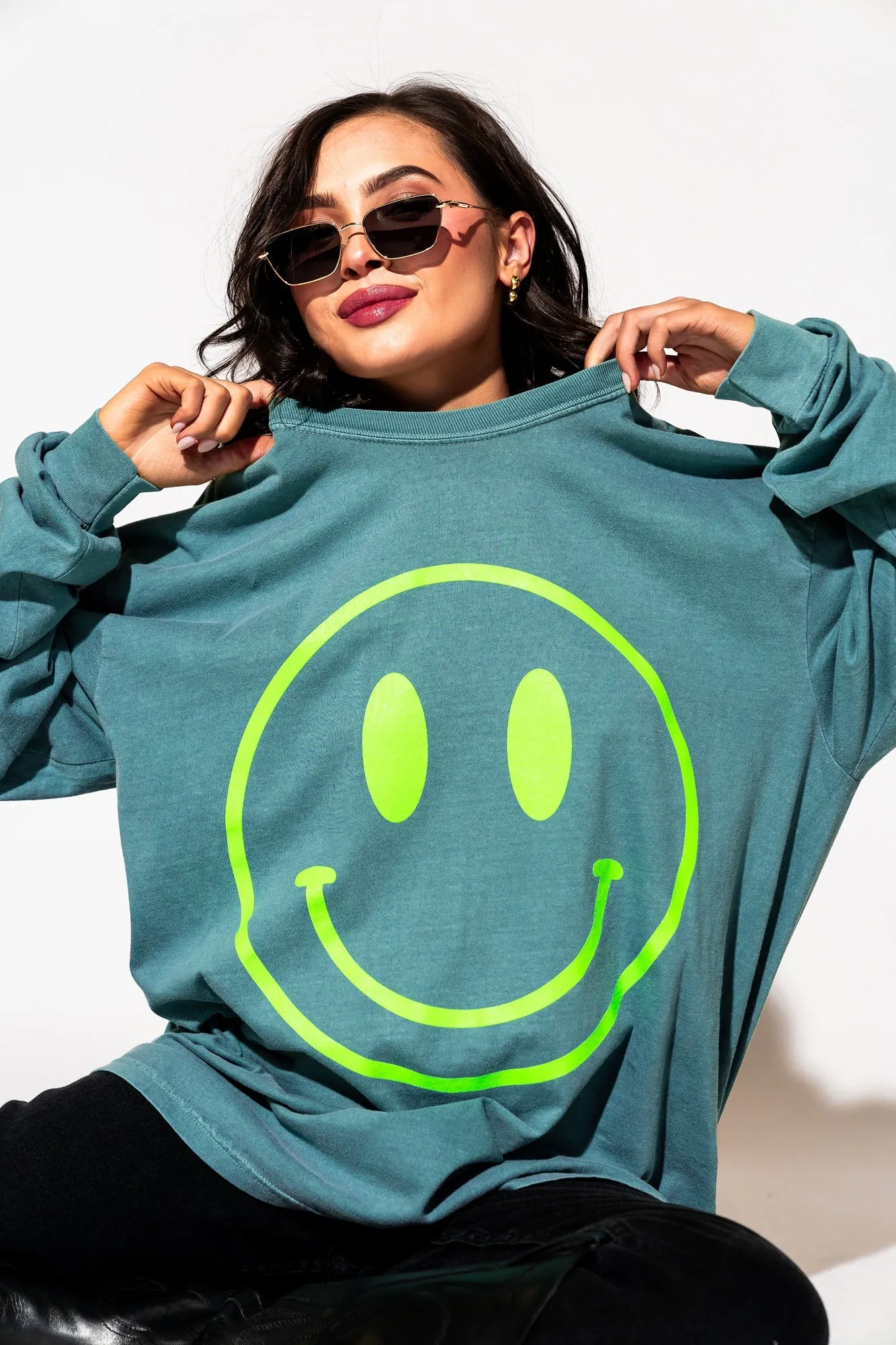 The World Needs Your Magic Oversized Long Sleeve Tee in Sage   Neon