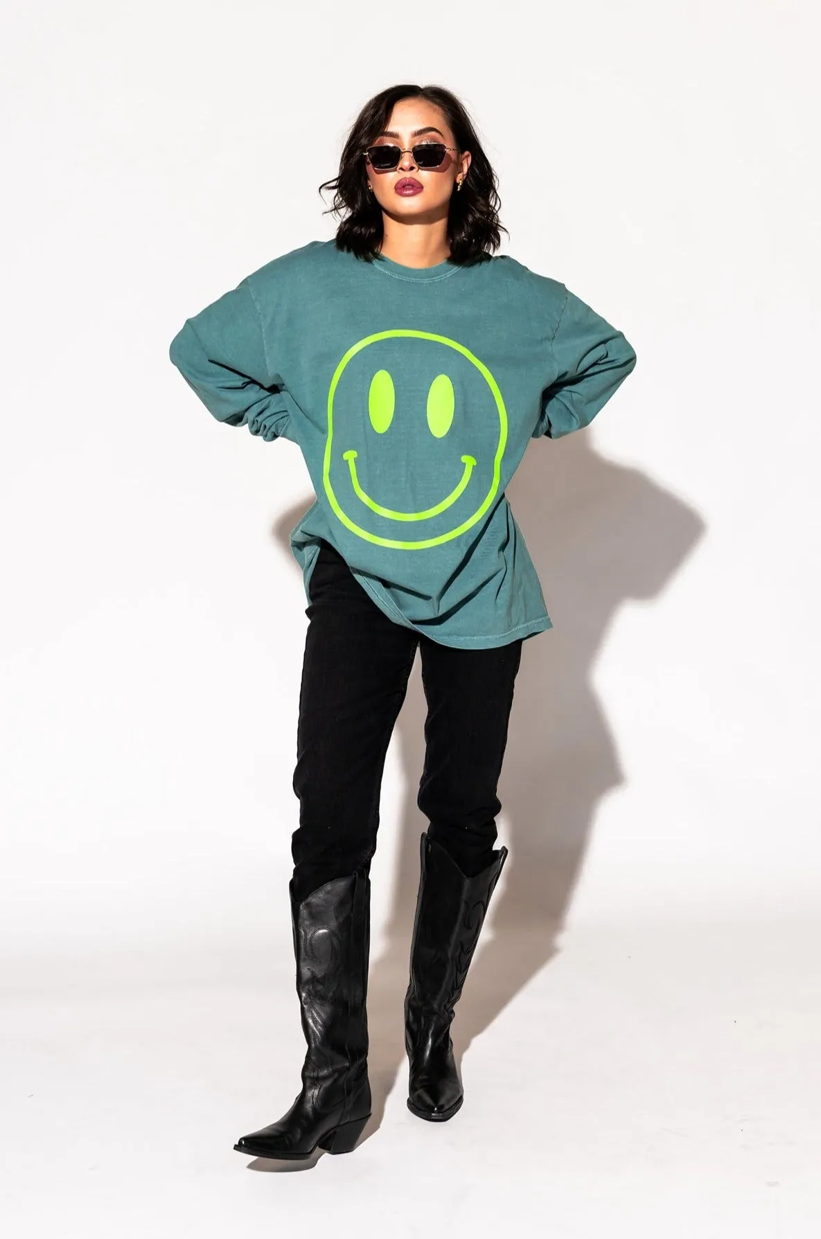 The World Needs Your Magic Oversized Long Sleeve Tee in Sage   Neon