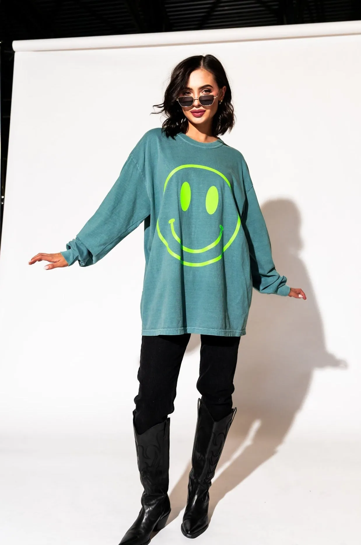 The World Needs Your Magic Oversized Long Sleeve Tee in Sage   Neon