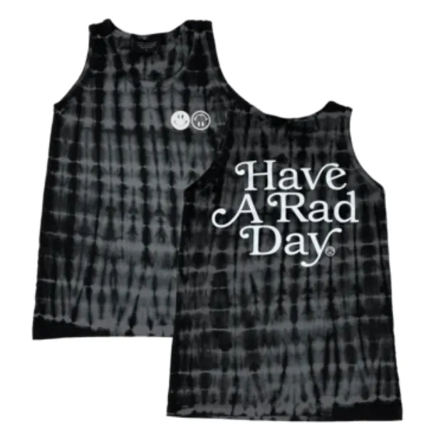 Tiny Whales - Have A Rad Day Tank in Black Tie Dye