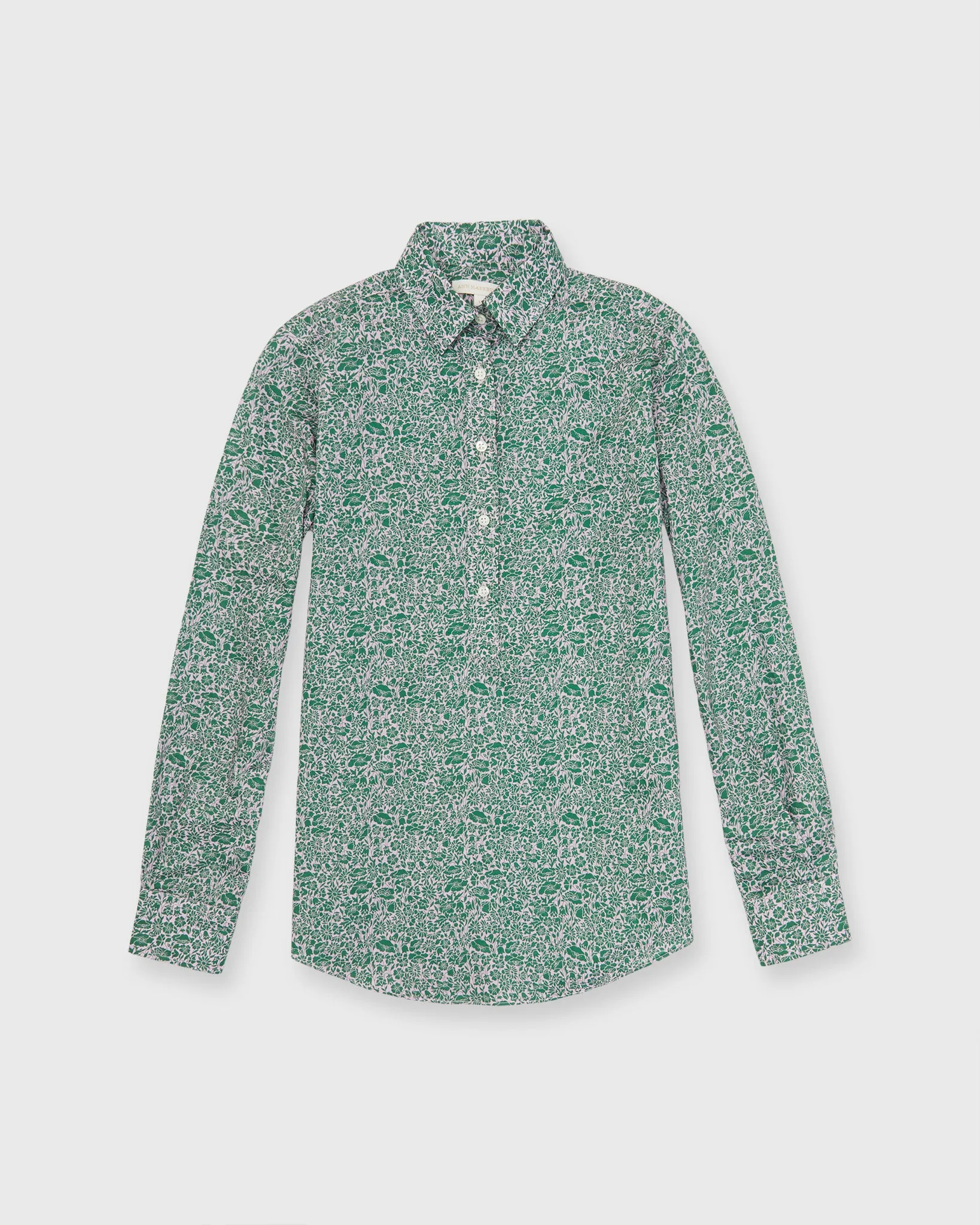 Tomboy Popover Shirt in Green/Rose Poppy Day Liberty Fabric