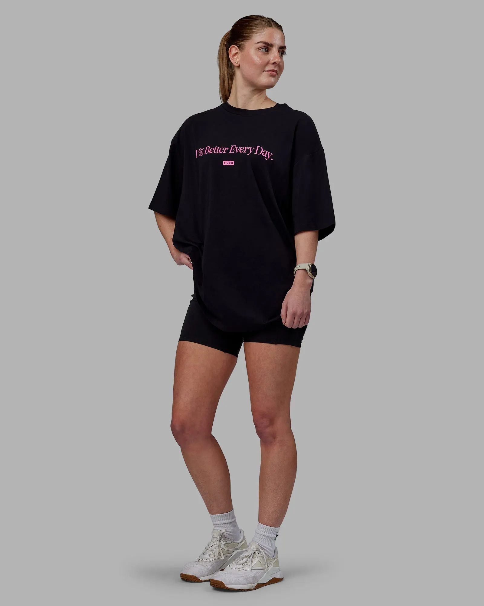 Unisex 1% Better FLXCotton Tee Oversize - Black-Fuschia Pink