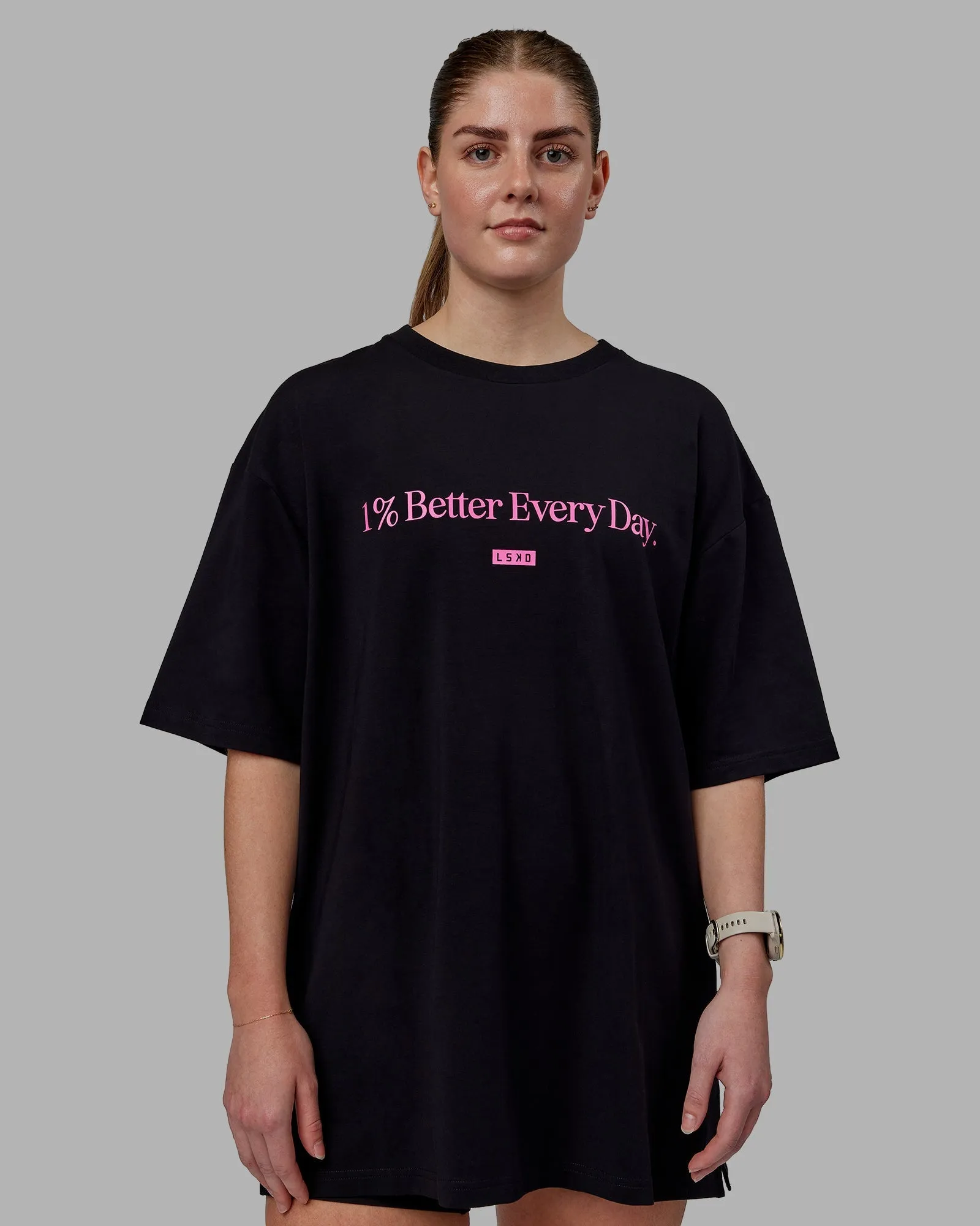 Unisex 1% Better FLXCotton Tee Oversize - Black-Fuschia Pink