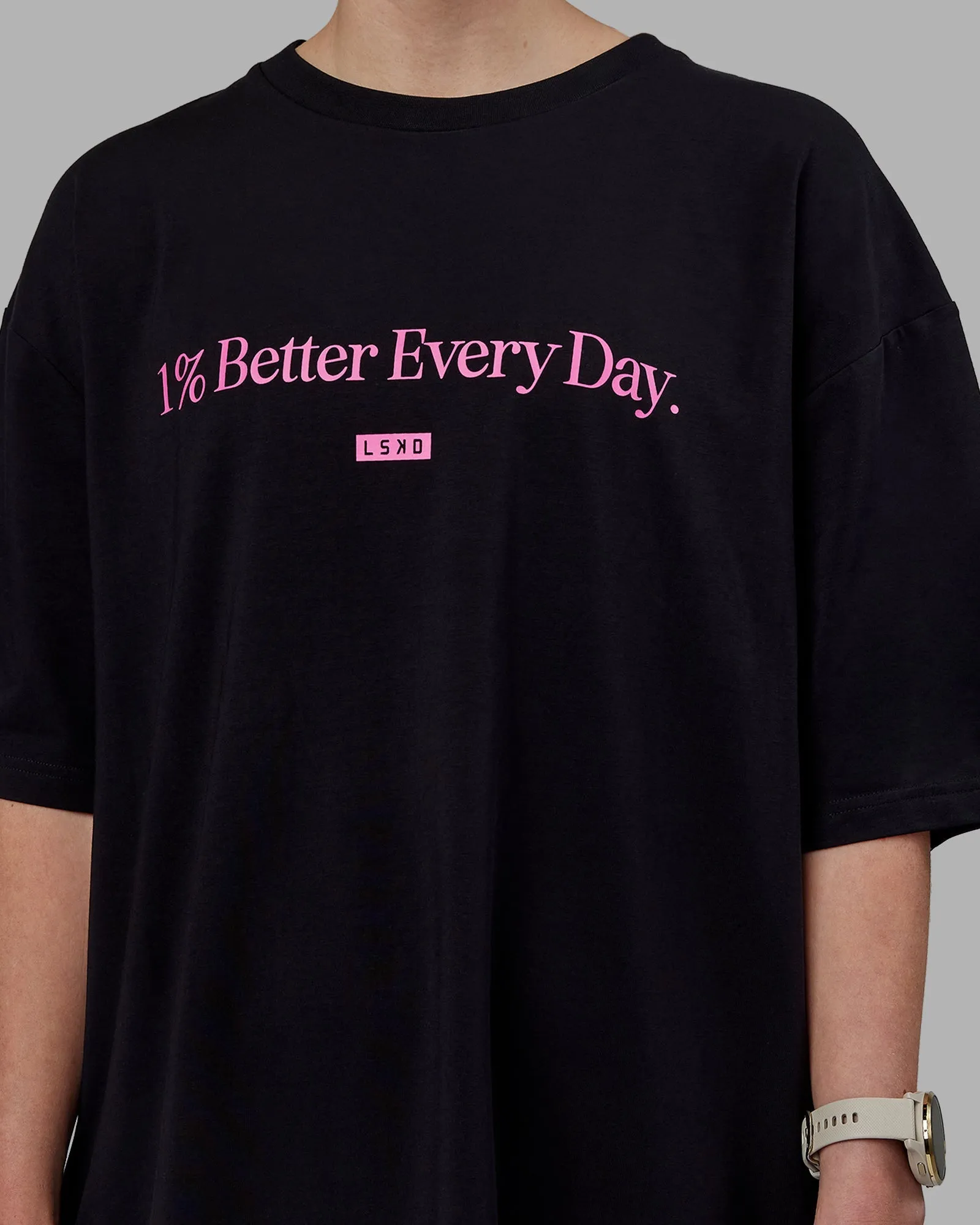 Unisex 1% Better FLXCotton Tee Oversize - Black-Fuschia Pink