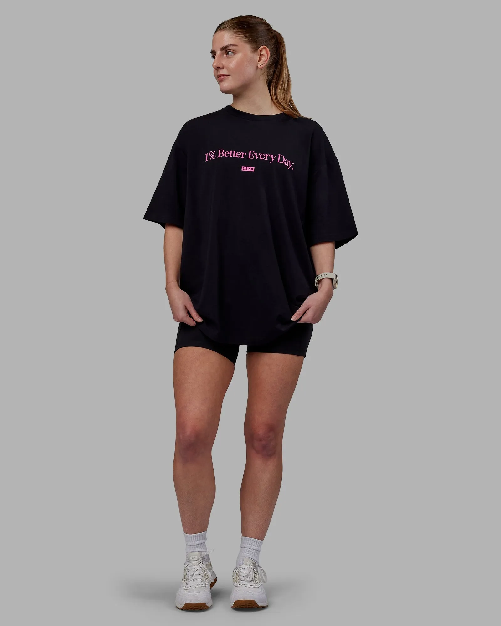 Unisex 1% Better FLXCotton Tee Oversize - Black-Fuschia Pink