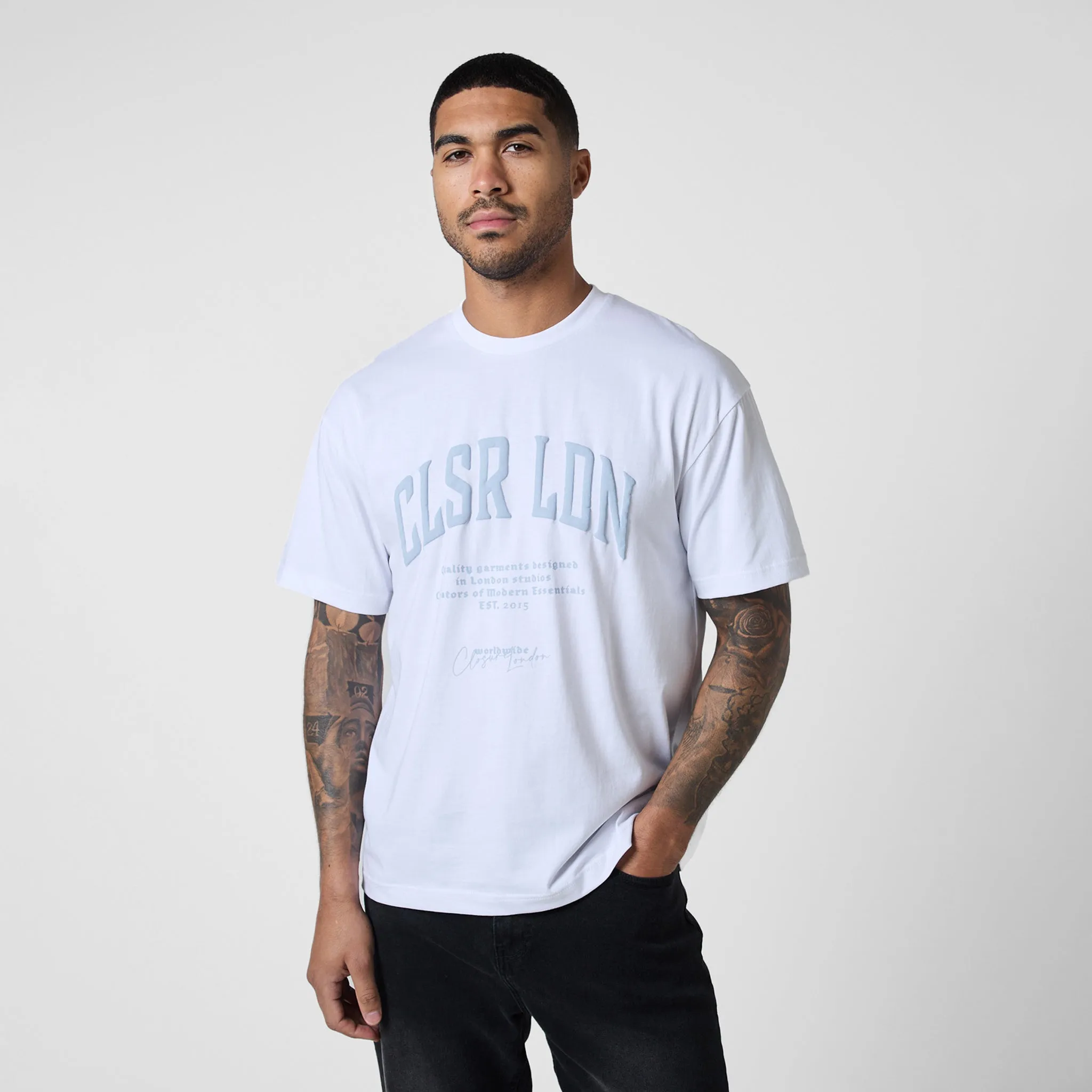 Varsity Stacked Relaxed Fit T-Shirt | White