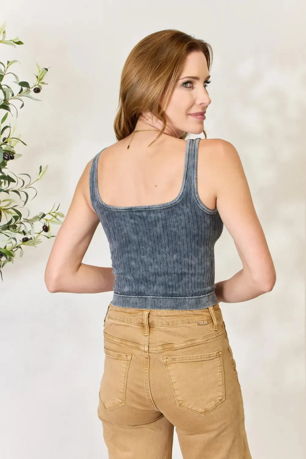 Washed Ribbed Cropped Tank