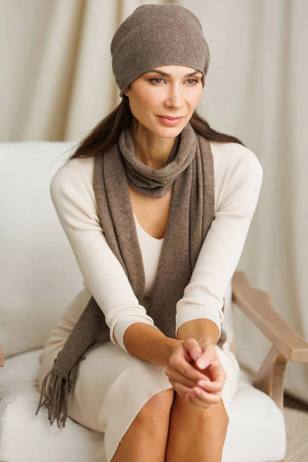 Women's 100% Cashmere Slouchy Beanie Hat