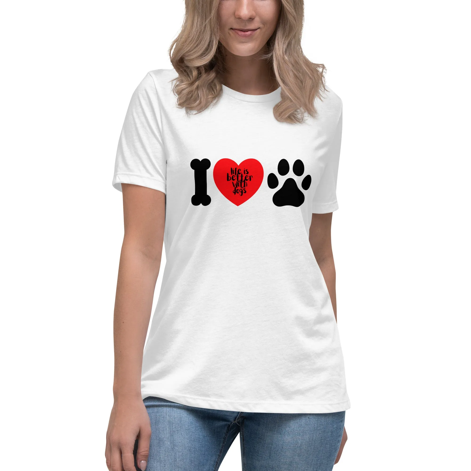 Women's Premium Cotton Relaxed T-Shirt - Life Is Better With Dogs