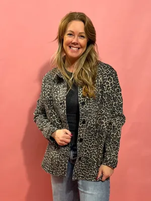 Woodlen Feels Leopard Print Denim Jacket